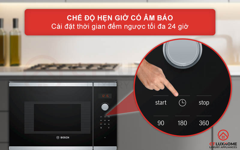 Chế độ hẹn giờ có âm báo với thời gian hẹn tối đa 24 giờ