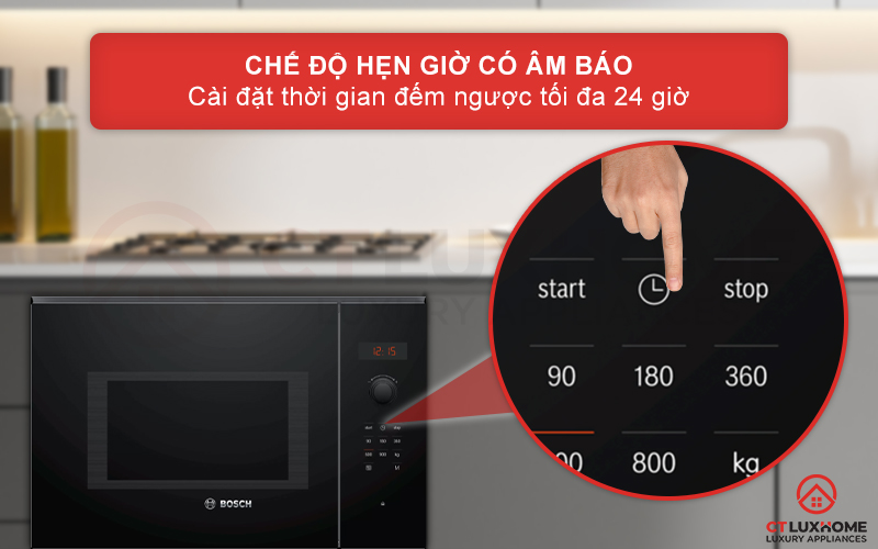 Chế độ hẹn giờ có âm báo với thời gian hẹn tối đa 24 giờ