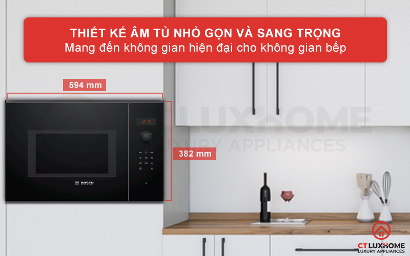 Lò vi sóng Bosch BFL553MB0B serie 4 được thiết kế với kiểu dáng nhỏ gọn