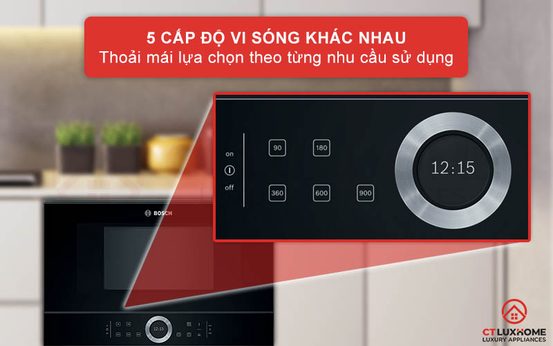 Đa dạng nhu cầu sử dụng với 5 cấp độ vi sóng cho bạn lựa chọn