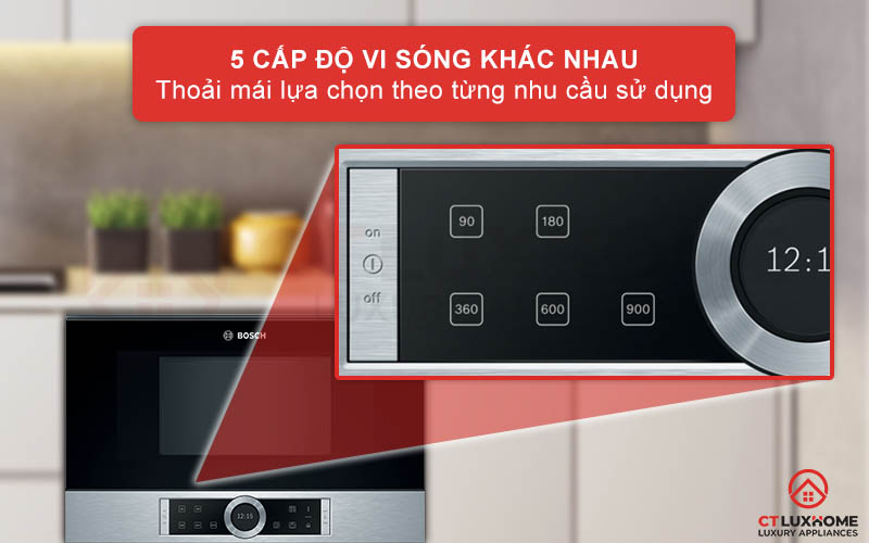 Lò vi sóng BFL634GS1 gồm 5 chế độ vi sóng để người dùng có đa dạng lựa chọn