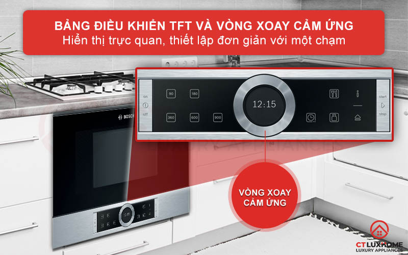 Thiết kế bảng điều khiển cảm ứng một chạm TFT với vòng xoay cảm ứng hiện đại