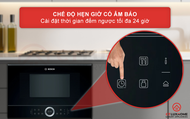 Chế độ hẹn giờ có âm báo giúp bạn chủ động thời gian nấu nướng hơn.