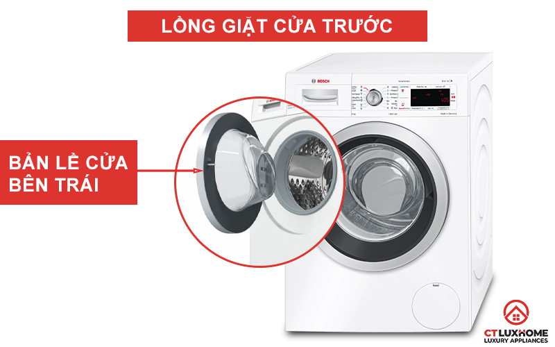 Lồng máy được thiết kế cửa trước, bản lề trái cho góc mở tối đa đến 171 độ.