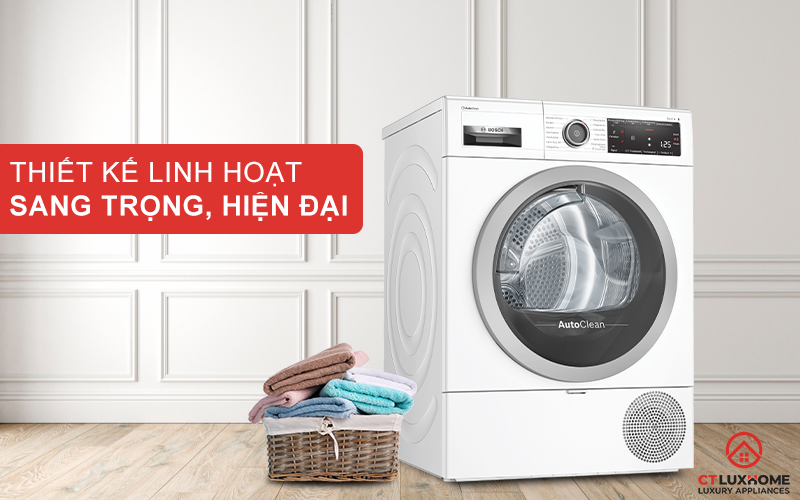 Máy sấy Bosch WTX87M40 được thiết kế với kiểu dáng linh hoạt và hiện đại.