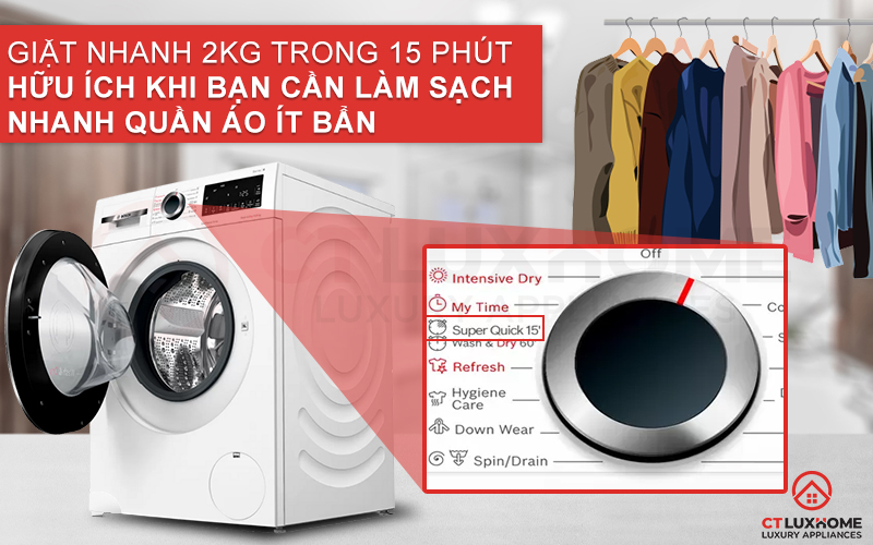 Giặt nhanh quần áo chỉ trong vòng 15 phút với công nghệ Super Quick