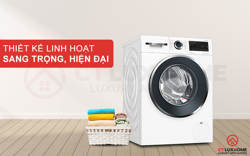 Máy giặt sấy Bosch WNA254U0SG được thiết kế độc lập linh hoạt, kiểu dáng sang trọng
