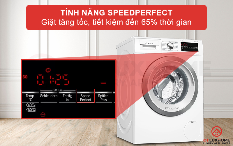 Giặt tăng tốc SpeedPerfect tiết kiệm đến 65% thời gian giặt tẩy
