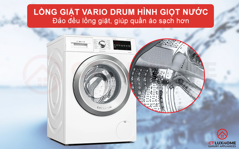 Phân phối nước hiệu quả nhờ thiết kế lồng giặt VarioDrum