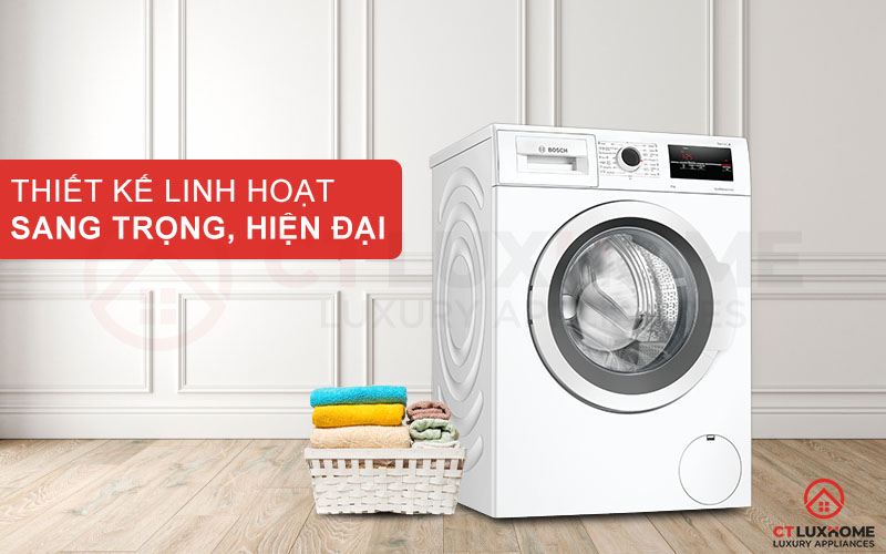 Máy giặt Bosch WAJ20180SG được thiết kế dáng đứng linh hoạt, kiểu dáng hiện đại
