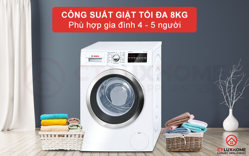 Công suất giặt tối đa 8kg phù hợp gia đình 4 - 5 thành viên