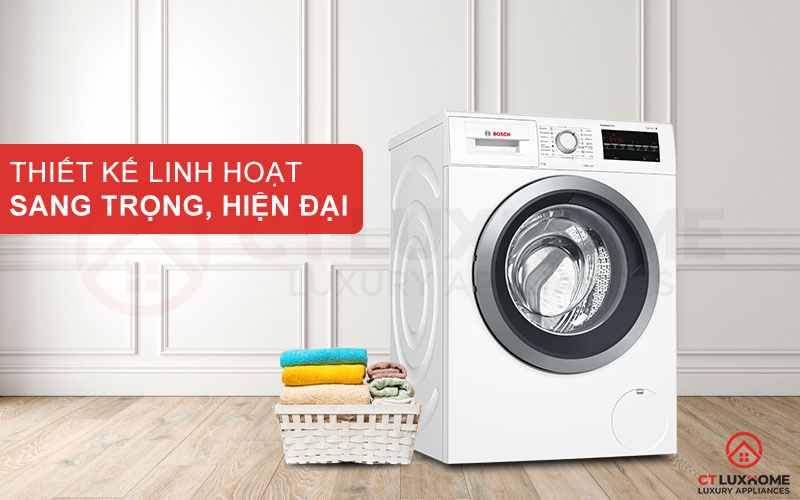 Máy giặt Bosch WAT28482SG được thiết kế chắc chắn linh hoạt, kiểu dáng sang trọng và hiện đại