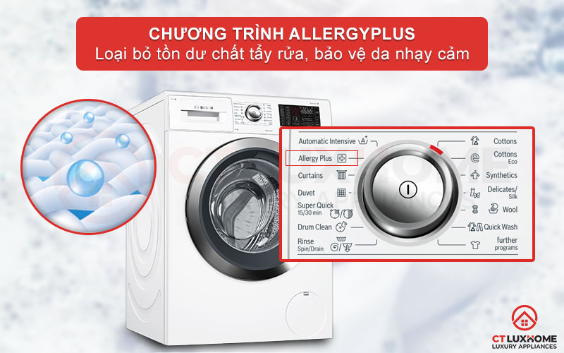 Giặt diệt khuẩn và nấm mốc nhờ chương trình AllergyPlus