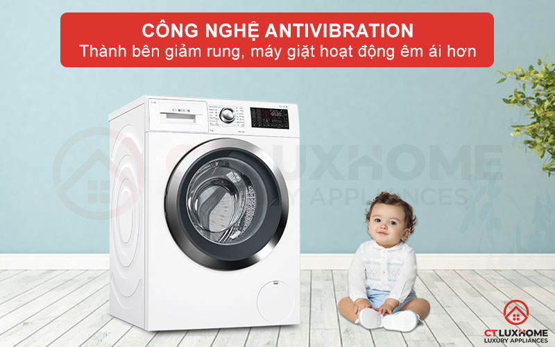 Công nghệ AntiVibration giúp giảm độ rung hai bên thành máy hơn