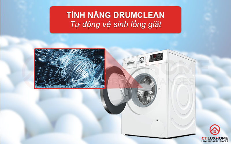 Kích hoạt Drum Clean để tự động vệ sinh bên trong lồng giặt theo chu kỳ
