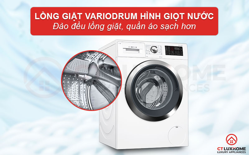 Lồng giặt hình giọt nước VarioDrum phân phối nước giặt đồng đều hơn