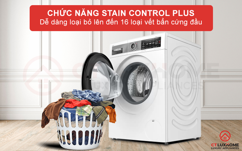 Chức năng Stain Control Plus thông minh, có thể dễ dàng loại bỏ tới 16 vết bẩn cứng đầu nhất