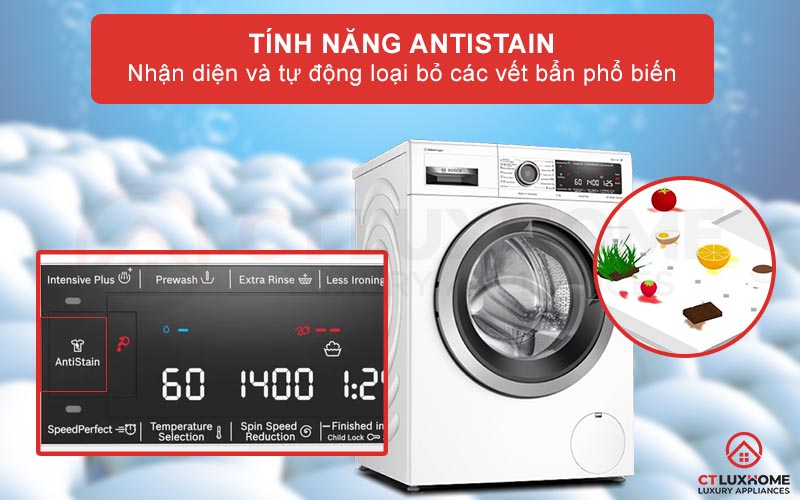 Tính năng AntiStain giúp nhận diện và loại bỏ những vết bẩn phổ biến