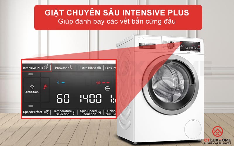 Giặt chuyên sâu Intensive Plus giúp đánh bay các vết bẩn cứng đầu