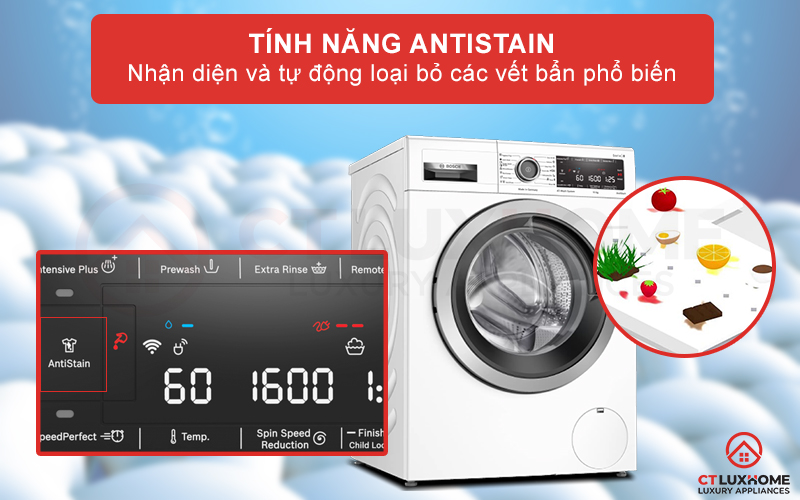 Tính năng AntiStain giúp nhận diện và loại bỏ những vết bẩn phổ biến