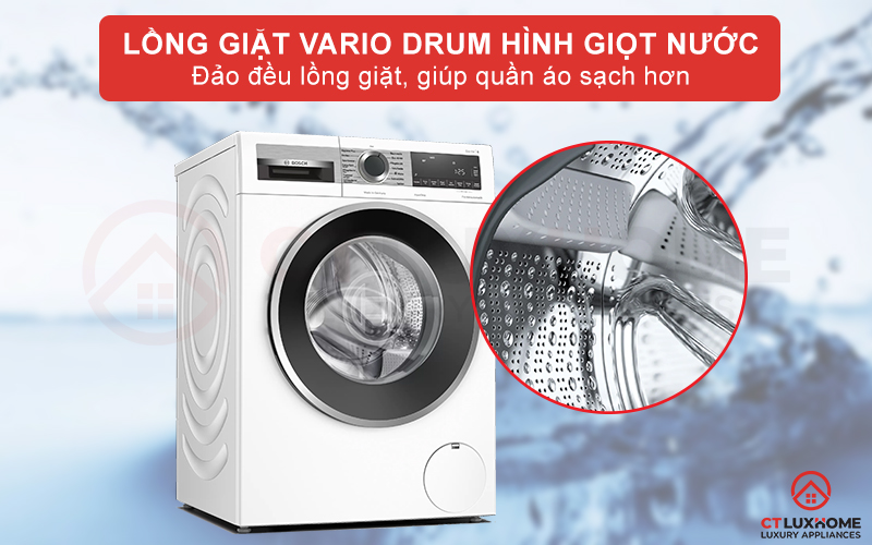 Phân phối nước hiệu quả nhờ thiết kế lồng giặt VarioDrum