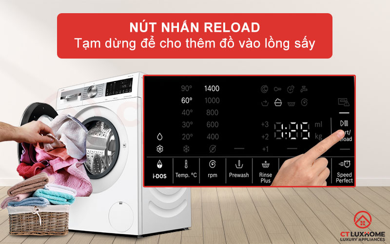 Nhấn Reload và tạm ngưng mỗi khi bạn cần thêm quần áo vào lông giặt