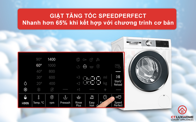 Tùy chọn giặt tiết kiệm hơn với chức năng SpeedPerfect