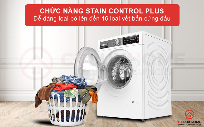 Chức năng Stain Control Plus thông minh, dễ dàng loại bỏ lên đến 16 loại vết bẩn cứng đầu
