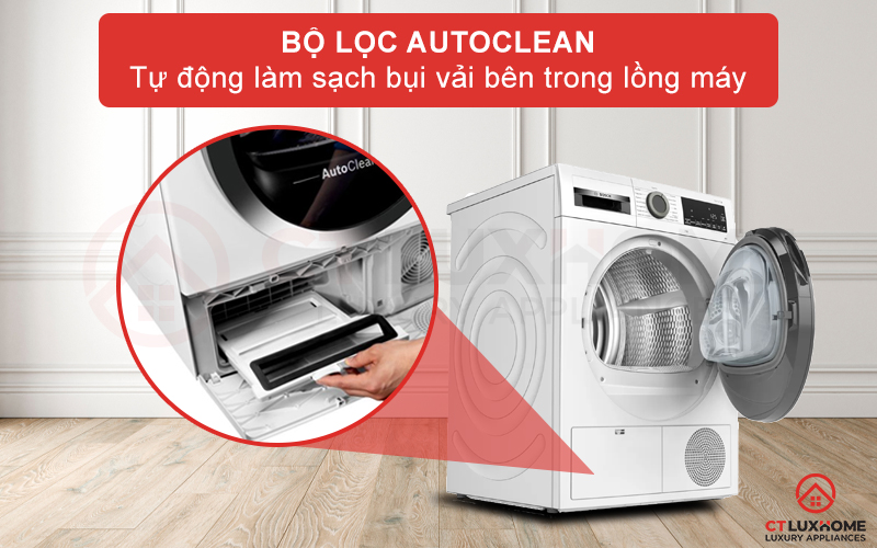 Công nghệ Auto Clean bụi vải trên quần áo được làm sạch tối ưu