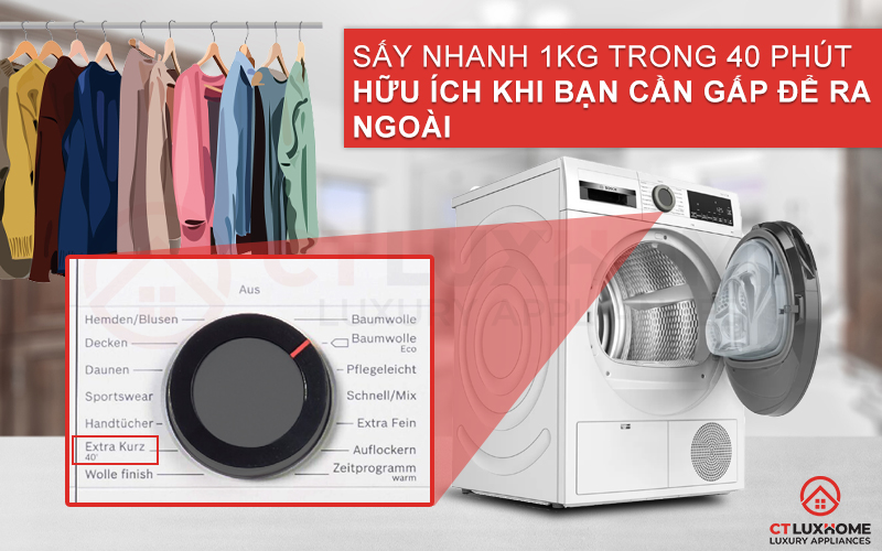 Tiết kiệm thời gian hơn với sấy nhanh 40 phút Super Quick
