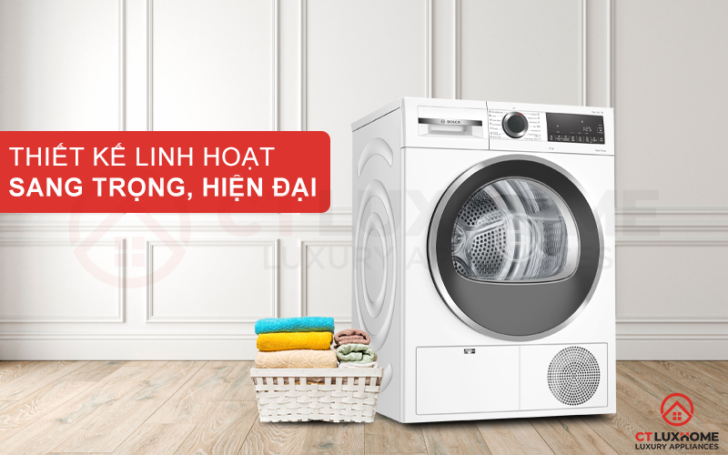 Máy sấy Bosch serie 6 WQG24200SG Heatpump được thiết kế với kiểu dáng đứng độc lập