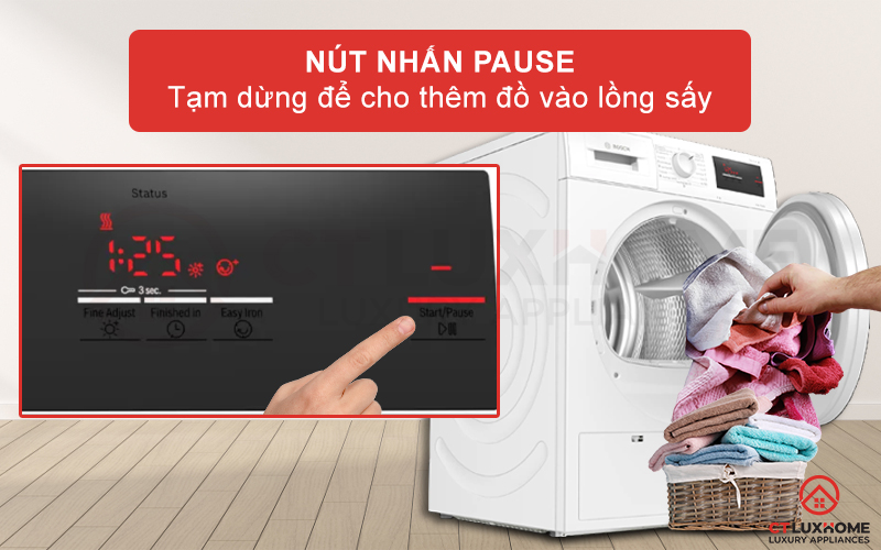 Dễ dàng thêm quần áo với nút nhấn Pause