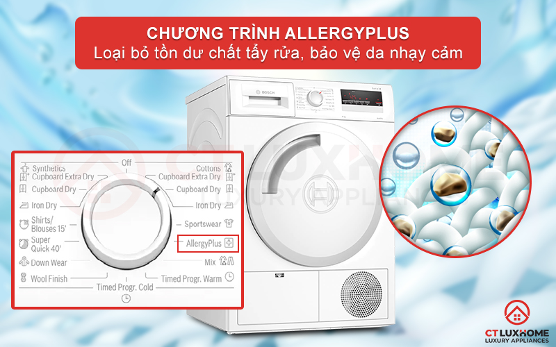 Diệt khuẩn quần áo và bảo vệ làn da nhạy cảm của bạn với chương trình AllergyPlus