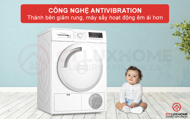 Công nghệ AntiVibration giảm độ rung 2 bên thành, giúp máy hoạt động hiệu quả hơn