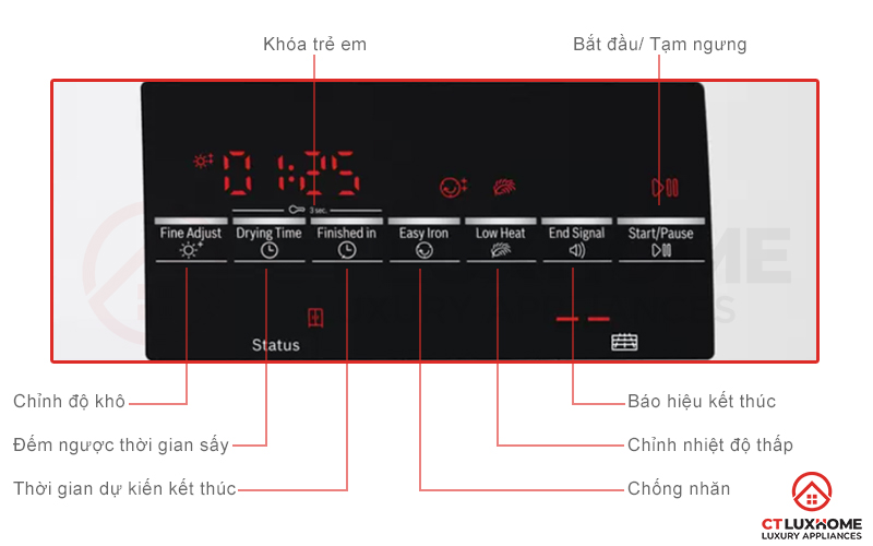 8 chức năng bổ sung trên máy sấy Bosch WTW85400SG