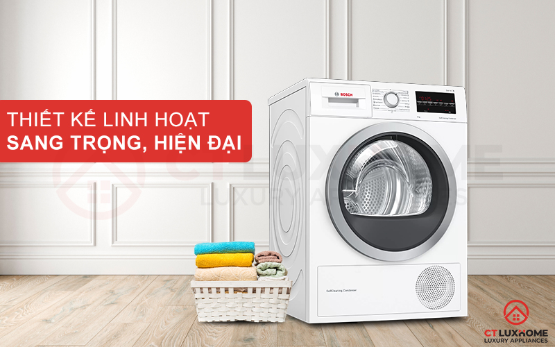 Máy sấy Bosch WTW85400SG được thiết kế với kiểu dáng linh hoạt, sang trọng và hiện đại