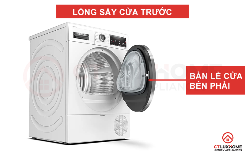 Bản lề cửa bên phải, thuận tiện cho việc đóng mở