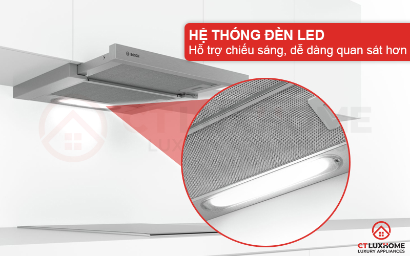 Hệ thống đèn LED chiếu sáng, dễ dàng quan sát căn bếp khi sử dụng