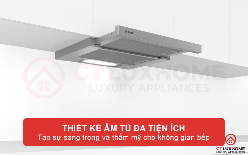Máy hút mùi âm tủ Bosch DFT63AC50 seri 4 là dòng máy sang trọng có thiết kế tiện lợi để lắp vào kệ tủ nhà bếp
