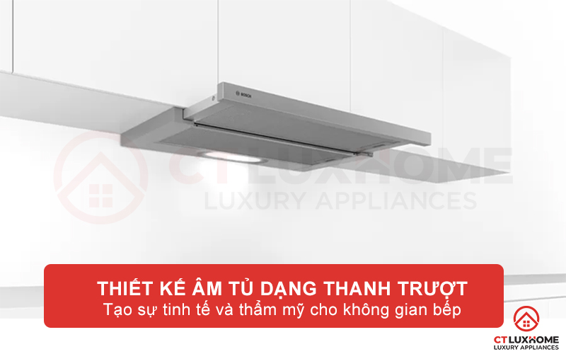 Kiểu dáng âm tủ sang trọng, tạo sự tinh tế và thẩm mỹ cho không gian bếp