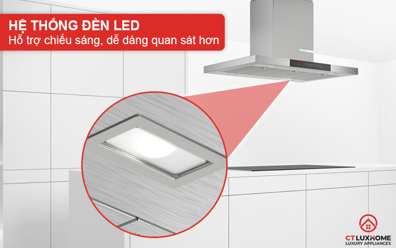 Hệ thống đèn LED chiếu sáng, dễ dàng quan sát căn bếp khi sử dụng