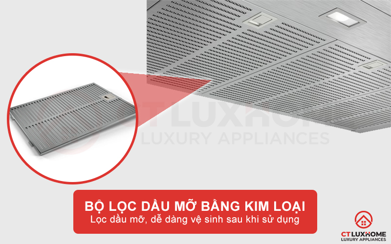 Bộ lọc dầu mỡ và chất rắn bằng kim loại đảm bảo hiệu suất hút tối đa
