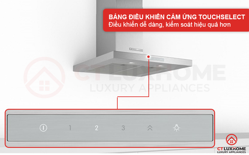 Kiểm soát máy hút mùi hiệu quả với bảng điều khiển TouchSelect