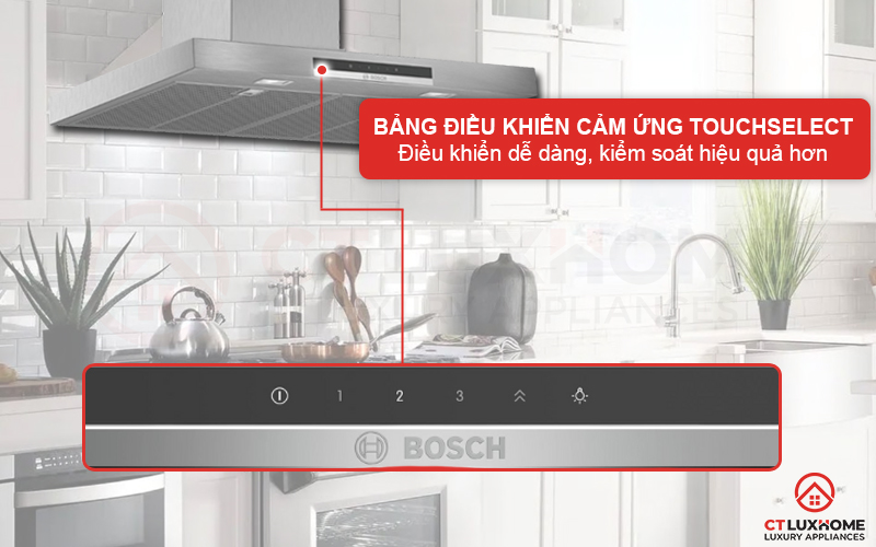 Kiểm soát máy hút mùi hiệu quả với bảng điều khiển cảm ứng TouchSelect