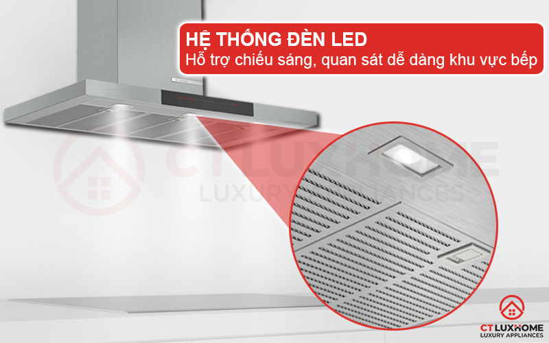 Hệ thống đèn LED chiếu sáng, dễ dàng quan sát khu vực bếp