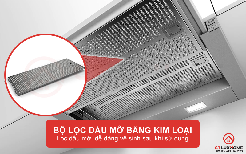 Bộ lọc dầu mỡ bằng kim loại đảm bảo hiệu suất hút tối đa