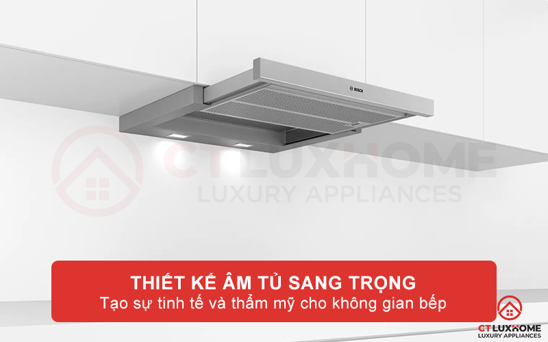Kiểu dáng âm tủ sang trọng, tạo sự tinh tế và thẩm mỹ cho không gian bếp