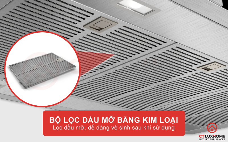 Bộ lọc mỡ bằng kim loại bảo đảm hiệu suất hút tối đa