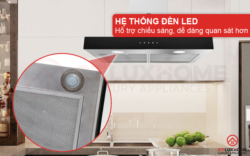 Hệ thống đèn LED chiếu sáng, dễ dàng dàng quan sát căn bếp khi sử dụng