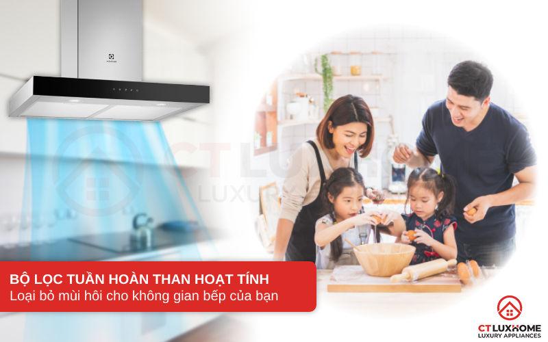 Loại bỏ mùi hôi trong bếp với bộ lọc tuần hoàn than hoạt tính